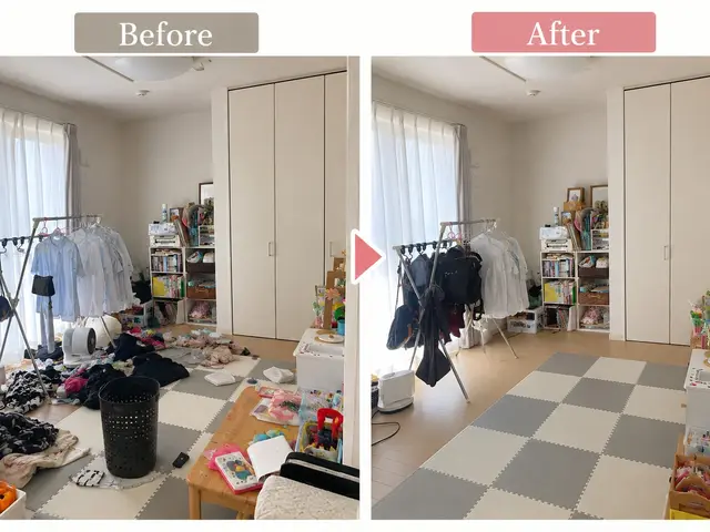 同じお部屋の整理収納前と整理収納後を比較した掲載写真